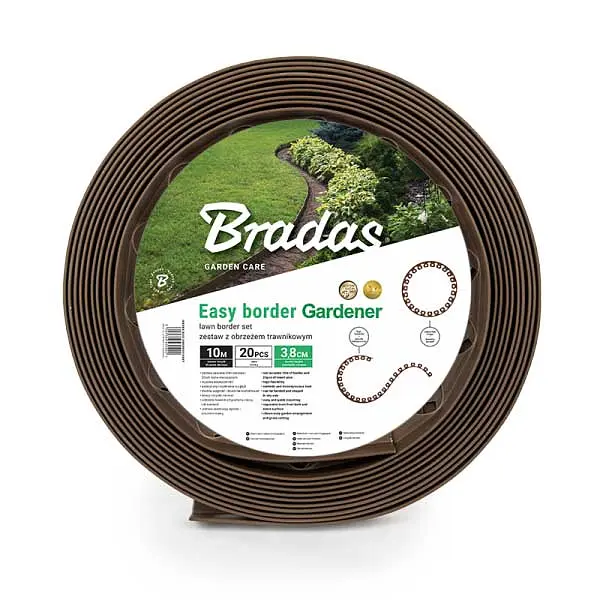 Бордюр газонний Bradas EASY BORDER 40 мм х 10 м з комплектом кілків коричневий OBEBR4010SET