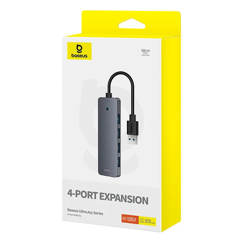 USB-хаб Baseus UltraJoy Series 4-Port HUB Lite 50cm Space Сірий (USBA to USB3.0x4+Type-C5V) - фото 2