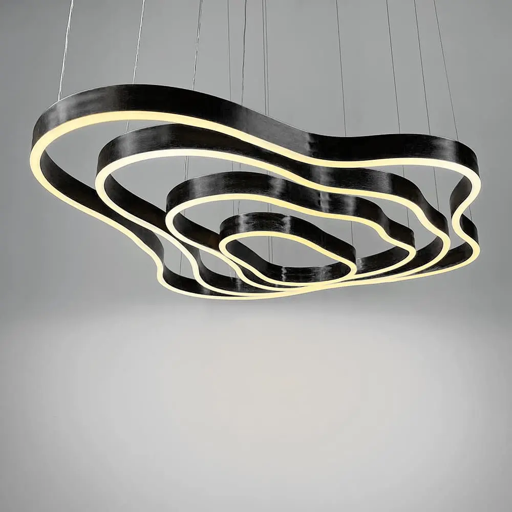 Впечатляющая черная люстра на 4 яруса 100+83+63+43 см | Ст. PCL003-100*80*60*40 BK Line F - фото 5