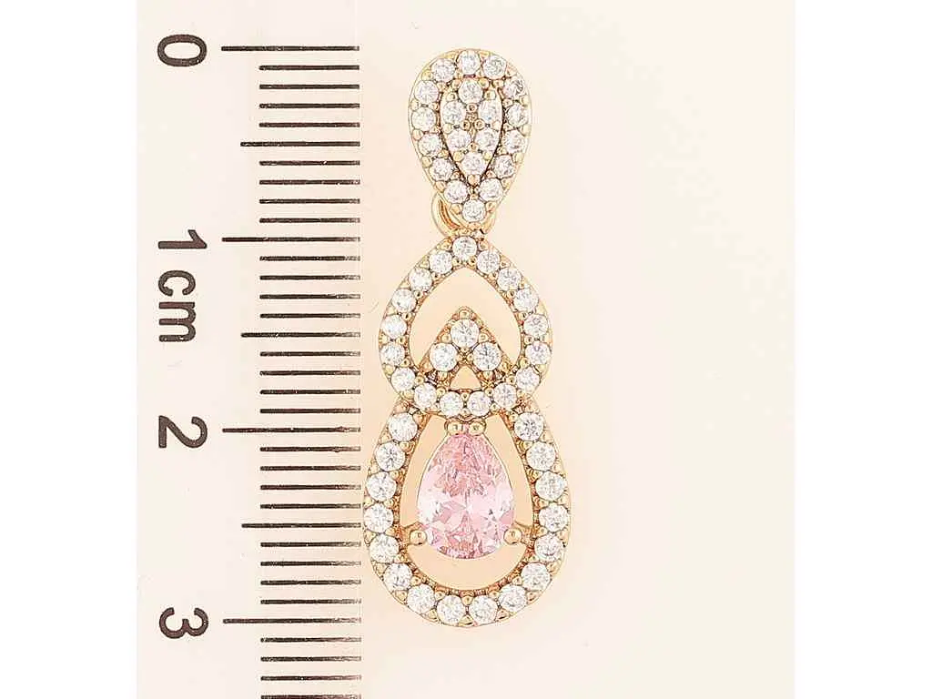 Кулон XUPING Позолота 18K «Витончена підвіска з цирконієм і рожевим фіанітом» для ланцюжка до 4мм (262286) - фото 2