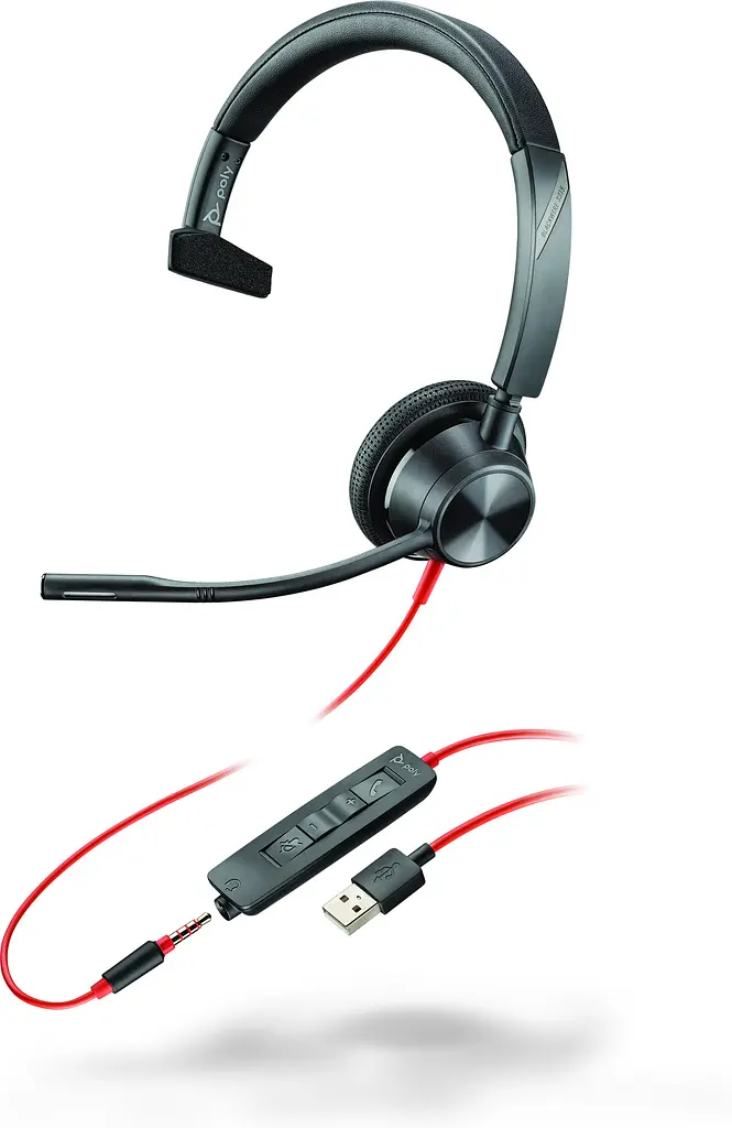 Гарнітура комп'ютерна моно On-ear Blackwire 3315, USB-A, всеспрямований, чорний Poly teh0013056 - фото 2