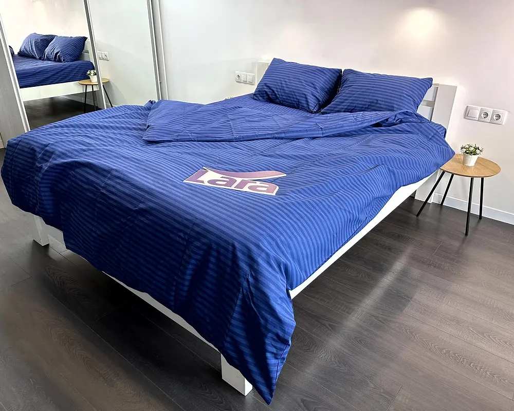 Постільна білизна LARA бязь-страйп Dark Blue d11298e євро - фото 4