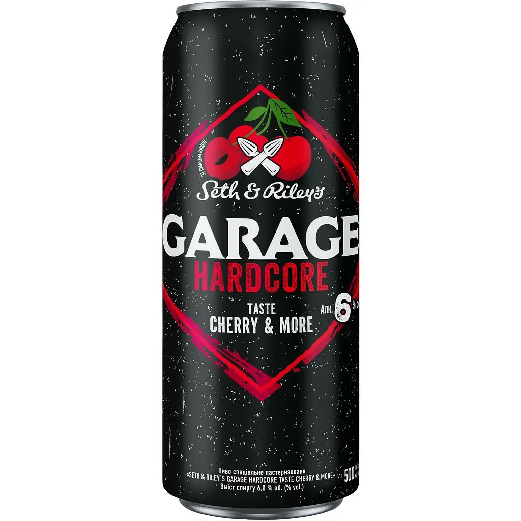 Пиво Seth&Riley's Garage Hardcore Cherry&More, червоне, 6%, з/б, 0,5 л (861934)