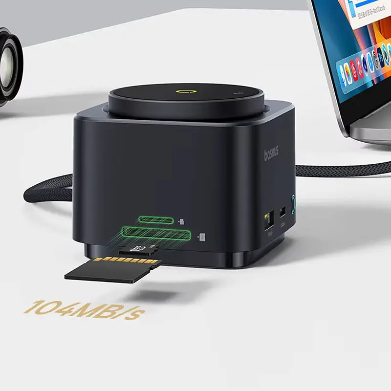 БЗП+HUB Baseus MagPro Series II 7-in-1 (USB-C to HDMI 4K 60Hz+2USB-А+2C+1SD/TF) (B000729001) Cosmic Black - фото 4