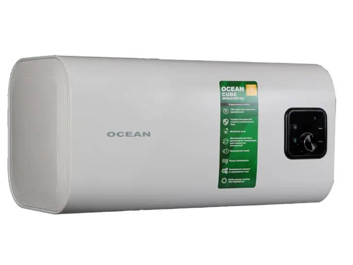 Водонагрівач Ocean CUBE-HORIZONTAL 50 л, 2 кВт, мокрий ТЕН, горизонтальний, прямокутний, білий (RZF50D-4 ET+WT) - фото 3