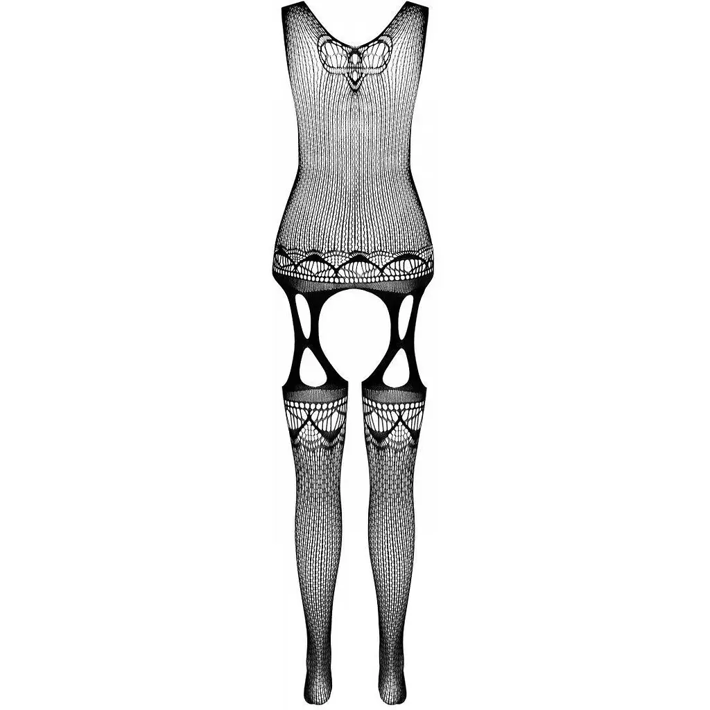 Бодістокінг з плетінням на грудях Passion BS099 One Size, Red, відкритий доступ, імітація підв’язок - фото 4