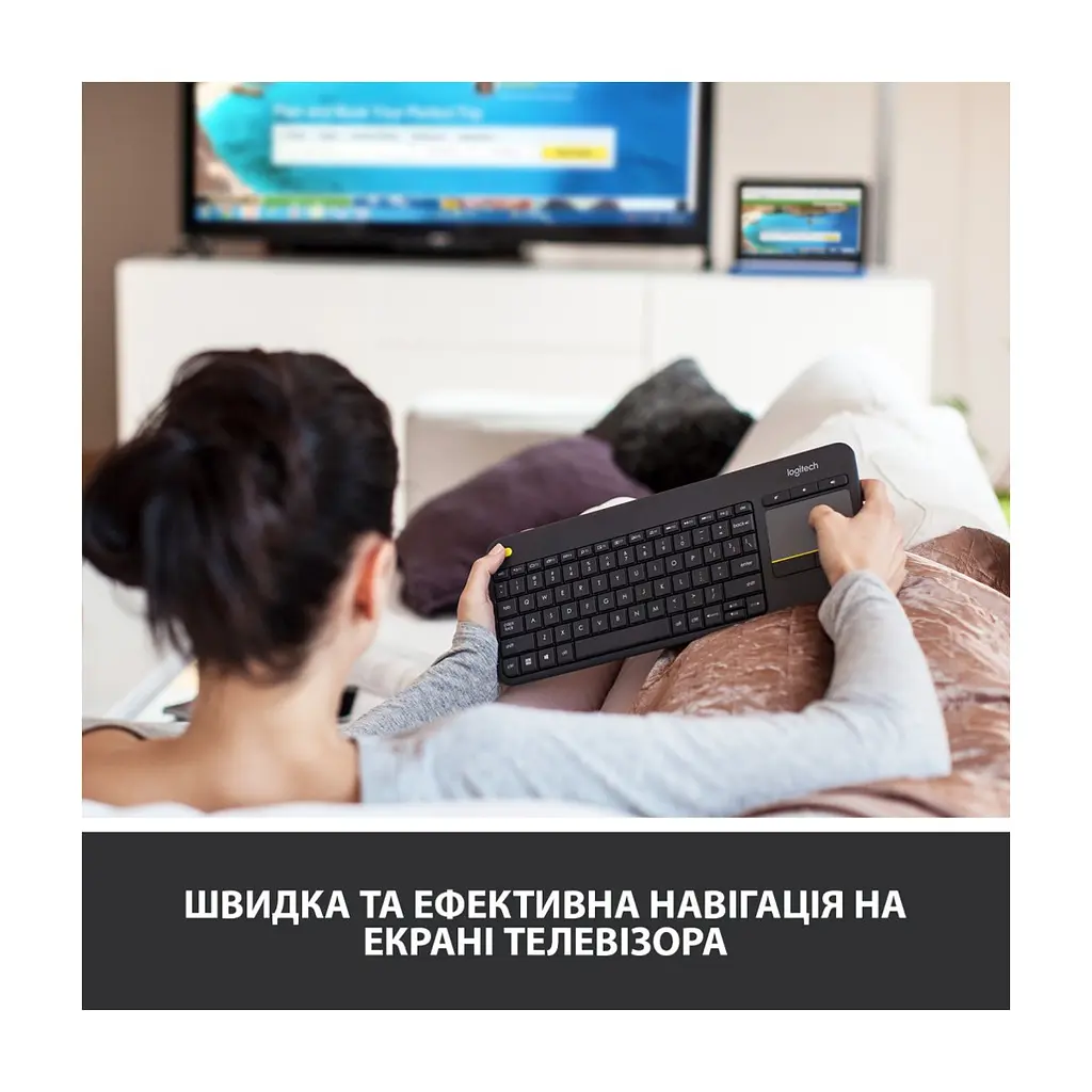 Клавіатура Logitech K400 Plus Touch Wireless UA Black (920-007145) - фото 2