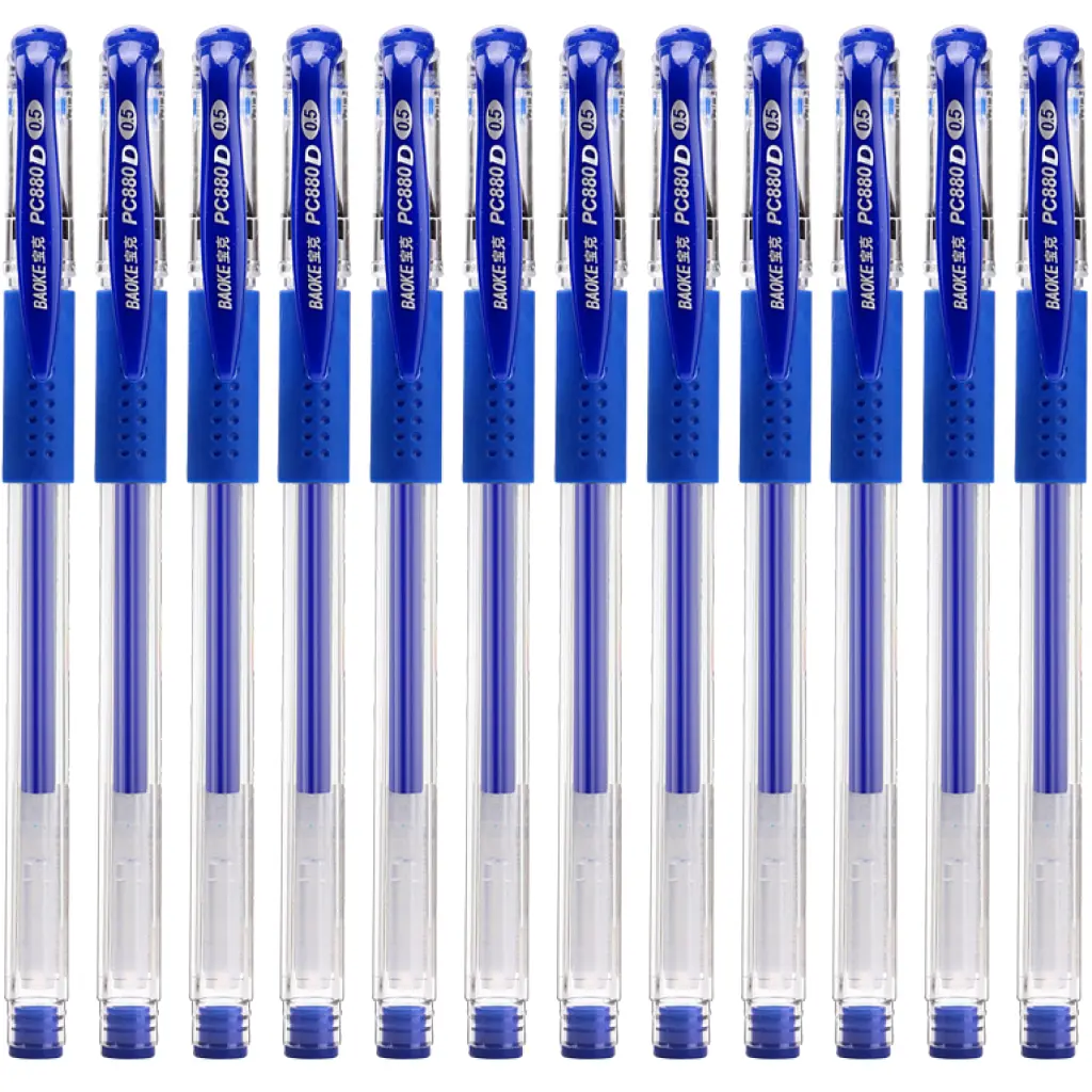Ручка гелева Baoke 0.5 мм, з грипом, синя, 12 шт (PC880D/F-blue) - фото 2