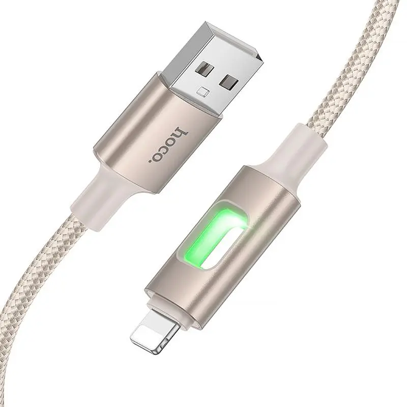 Дата кабель Hoco U144 New USB to Lightning 2.4A (1.2m) Gold - фото 3