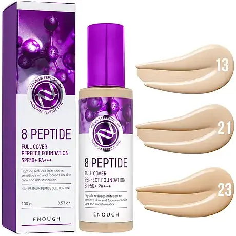 Тональный крем Enough 8 Peptide Full Cover Perfect Foundation SPF50+ PA+++ тон 23, 100 мл - фото 2