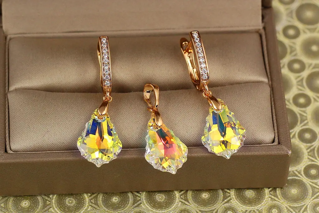 Набір Xuping Jewelry Греза Сваровскі жовтий камінь золотистий