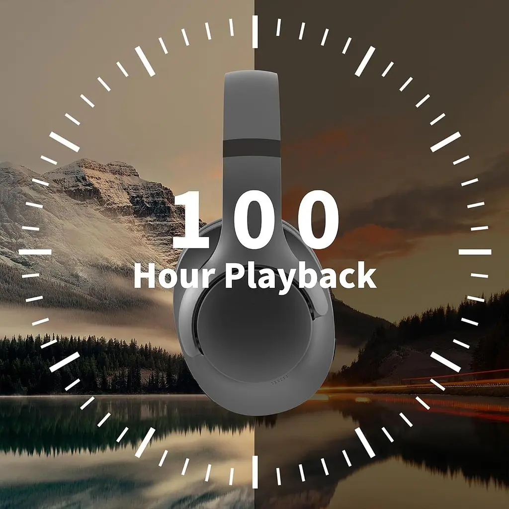 Навушники з активним шумозаглушенням і мікрофоном-100H Playtime, Bluetooth-навушники з глибоким стереозвуком, складані комфортні - фото 4