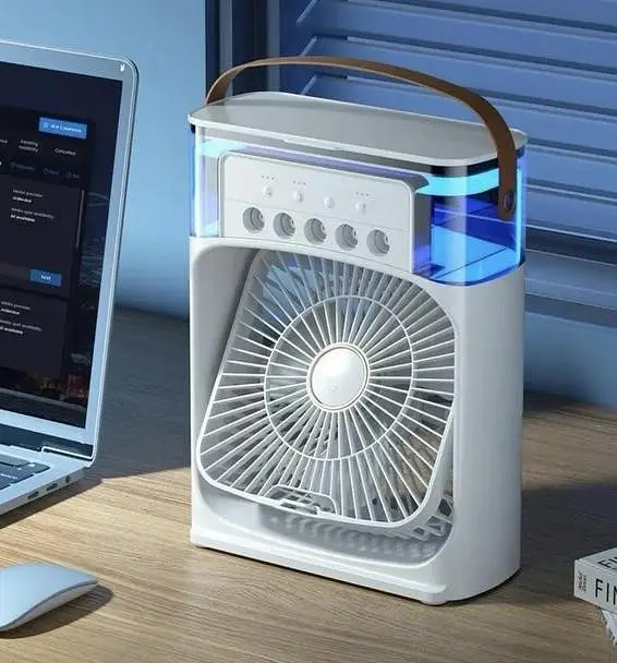 Настільний вентилятор No Brand з зволожувачем повітря Air Cooler Fan з USB та LED підсвічуванням 21x26x9 см Білий (2104618501) - фото 2