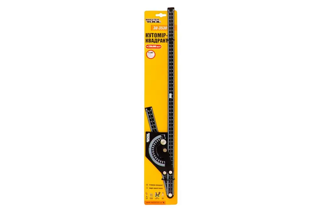 Кутник вимірювальний кутомір квадрант будівельний Mastertool 500 x 300 мм x 180° 30-3530 - фото 2