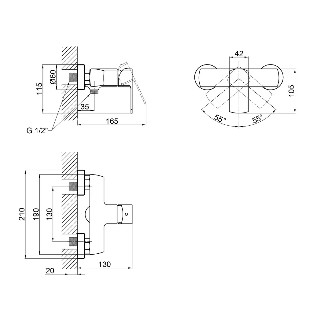 Змішувач для душу Qtap Lipno 4023101G (QTLIPNO4023101G) - фото 2