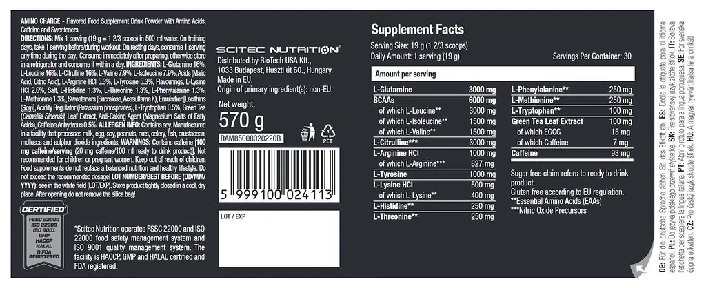 Амінокислоти Scitec Nutrition Amino Charge Яблуко 570 г - фото 2