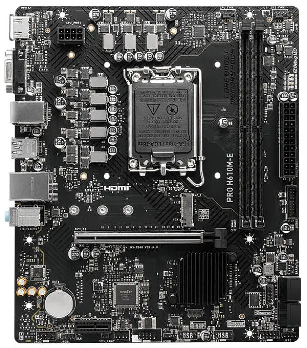 MSI Материнська плата PRO H610M-E s1700 H610 2xDDR5 HDMI D-Sub mATX