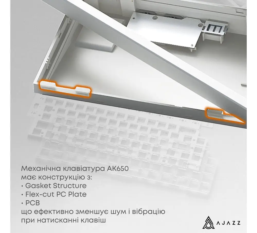 Клавіатура ігрова механічна бездротова Ajazz AK-650WP White-Purple RGB Flying Fish Switch Hot-Swap - фото 11