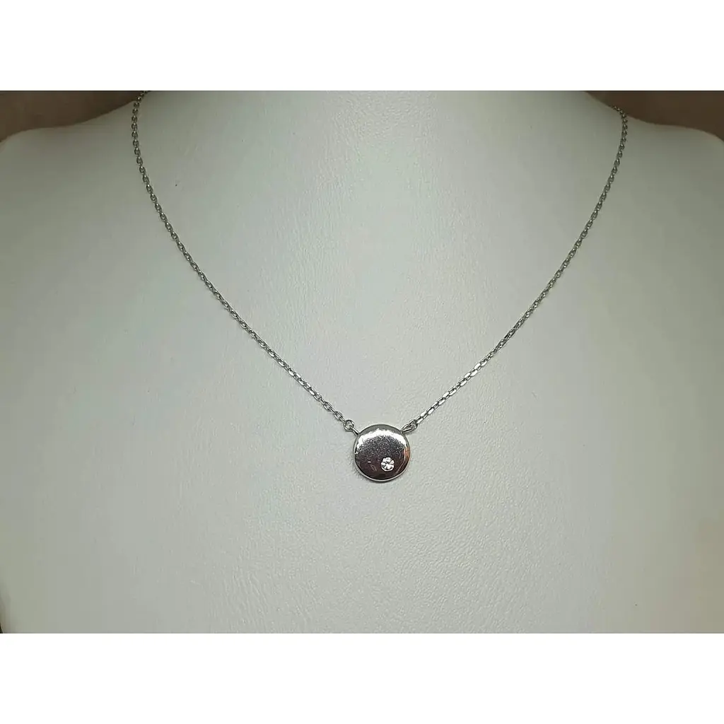 Серебряное колье Подиум с фианитом. CN1403 - фото 2