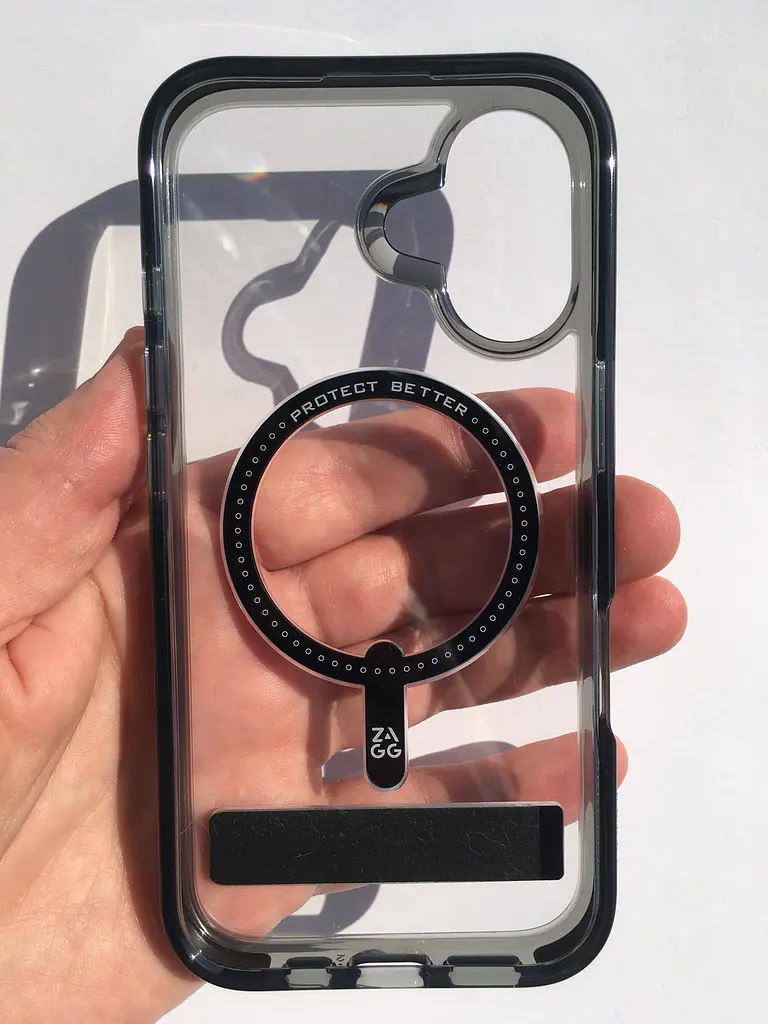 Чохол протиударний з підставкою ZAGG Gear4 Crystal Palace MagSafe для iPhone 16 Прозорий + Black - фото 4