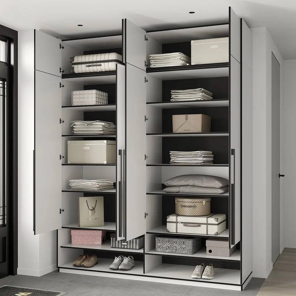 Шафа для одягу Flamecame з поличками на 4 двері у передпокій FR-07 Гранж Пісочний - фото 4