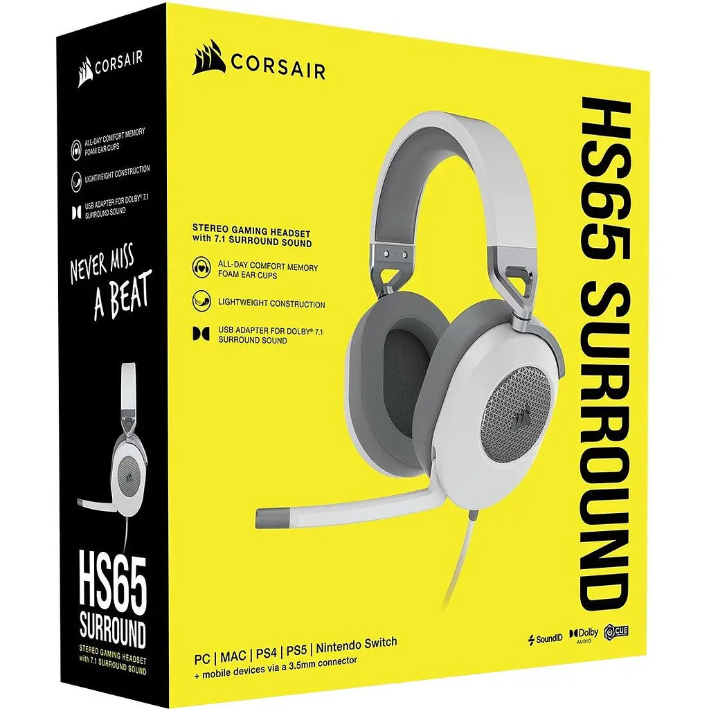 Ігрові навушники Corsair HS65 Surround White [CA-9011271] [75606] - фото 7