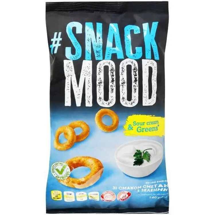 Снеки SNACK MOOD 140г Сметана та зелень Фігурні вироби м/уп