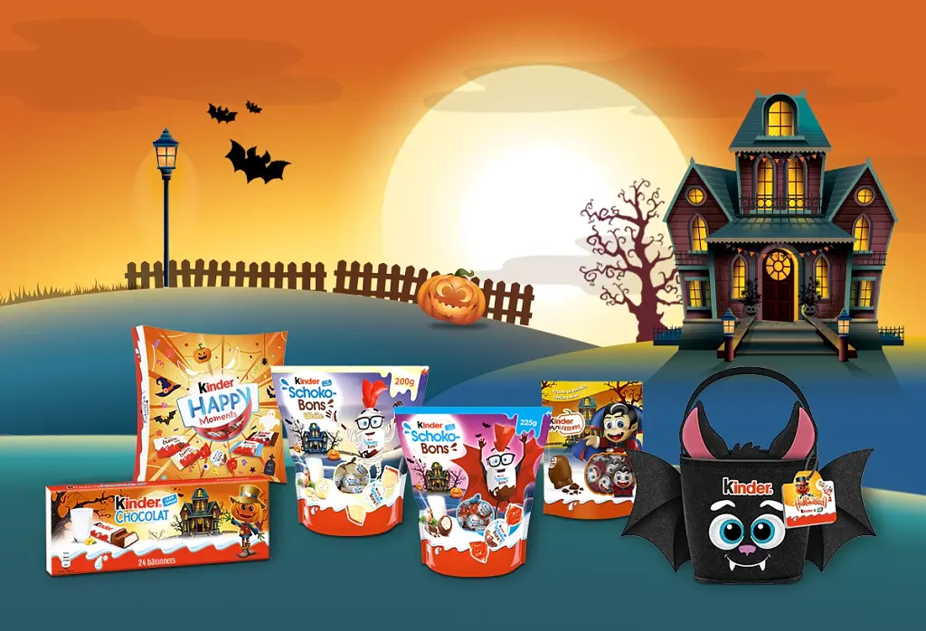 Шоколадні цукерки Kinder Schoko-Bons Halloween з молочною та горіховою начинкою 225 г - фото 6