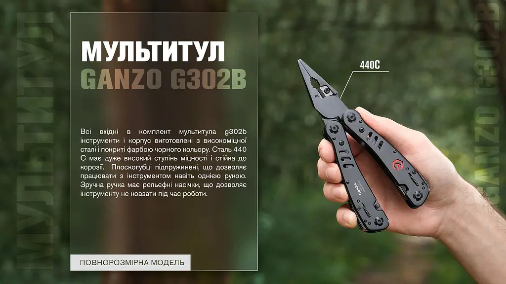 Мультитул Ganzo G302-B Black Edition 26 функций - фото 12