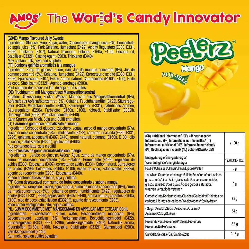 Жувальні цукерки Amos Peelerz Gummy Mango 85г - фото 7