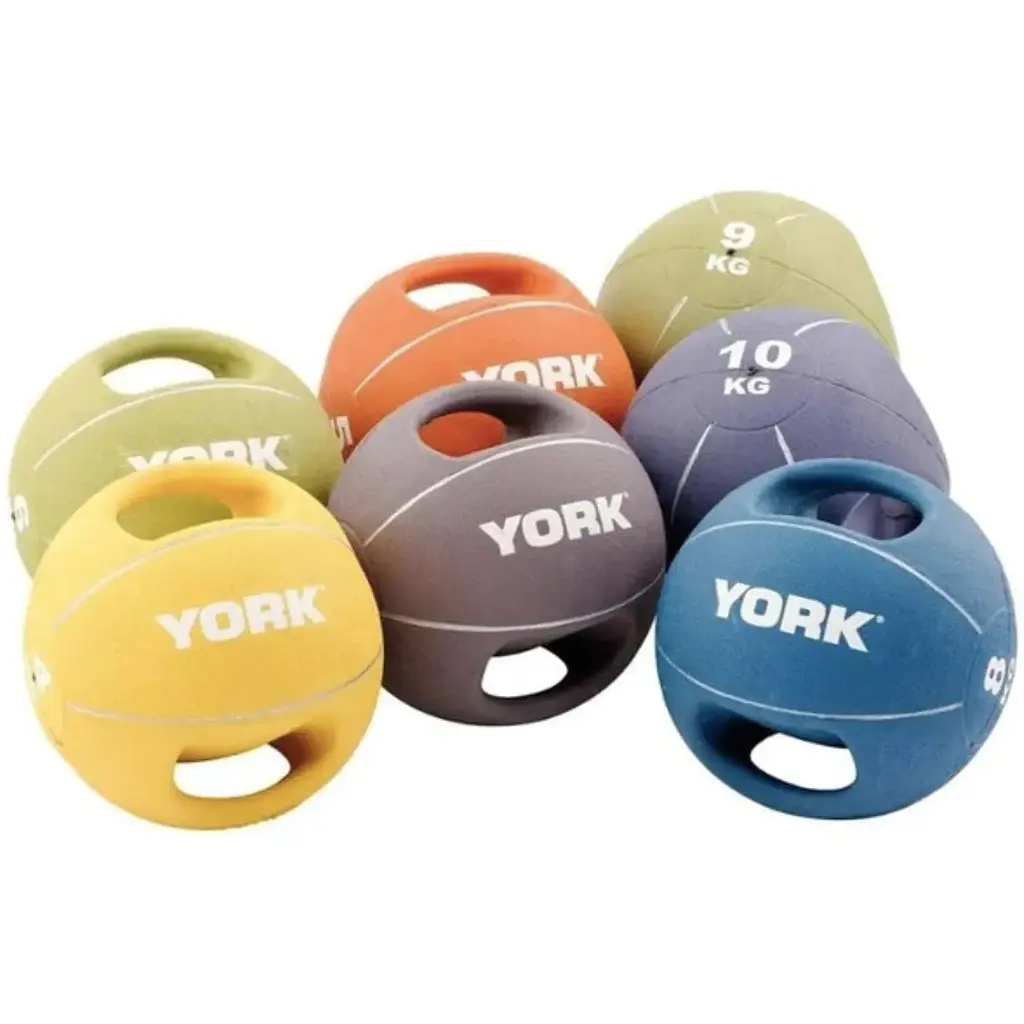 М'яч медбол York Fitness із двома ручками 4кг жовтий - фото 4