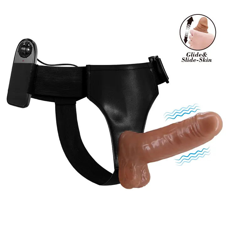 Страпон з вібрацією Ultra Vibrating LyBaile коричневий - фото 6