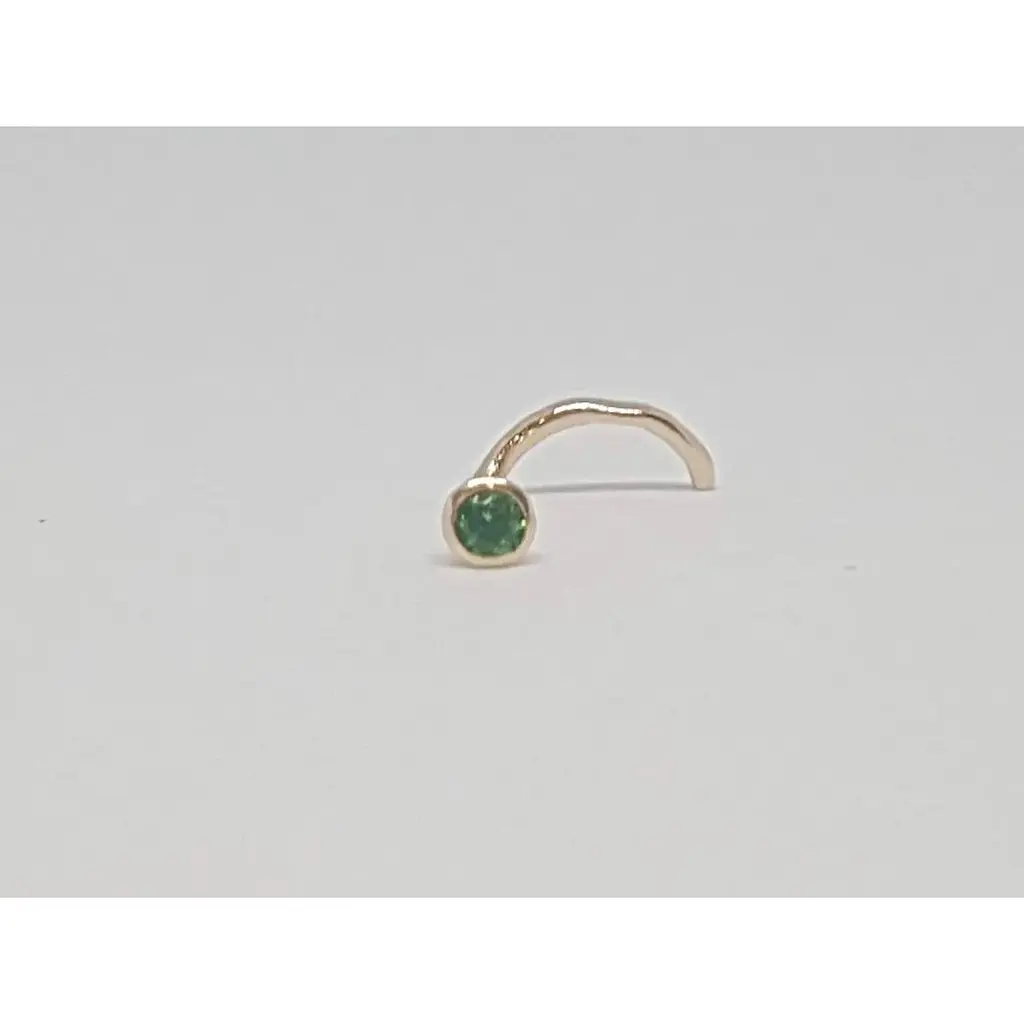 Золотая серьга-пирсинг в нос Dear с фианитом. 1023.1 Зеленый - фото 3