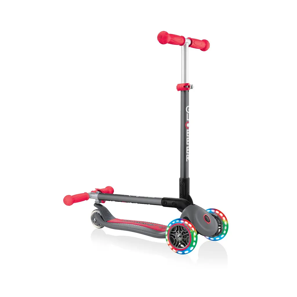 Самокат Globber Primo foldable lights, колеса з підсвічуванням, сіро-червоний (432-120-2) - фото 6