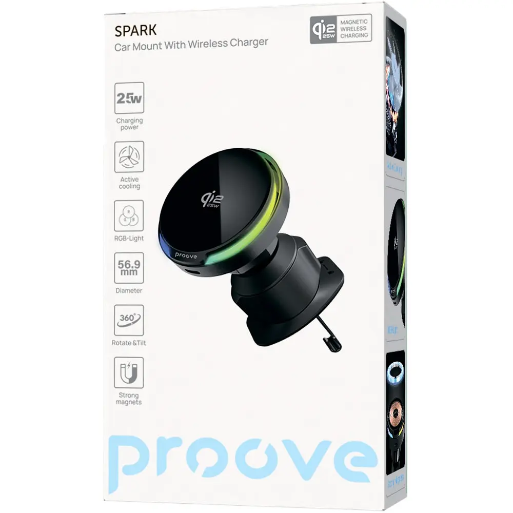 Автомобільний тримач з Бездротовим ЗП Proove Spark Qi2.2 25W - фото 2
