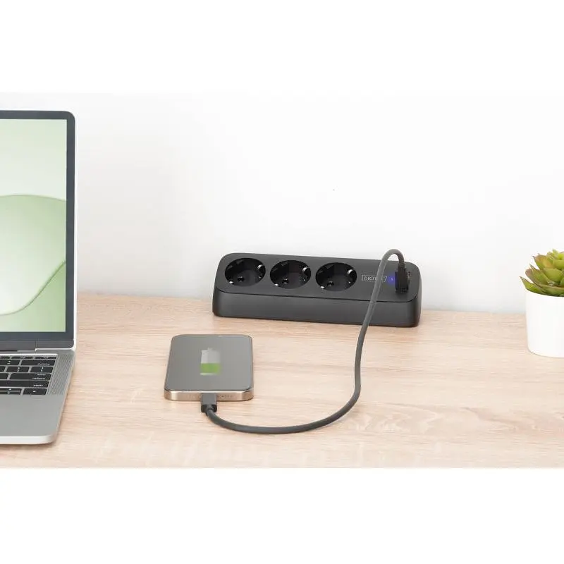 Блок розеток Digitus Office, 3xSchuko, 2xUSB-A, 1xUSB-C, 16A, 1.5 м, вилка Schuko, чорний - фото 11