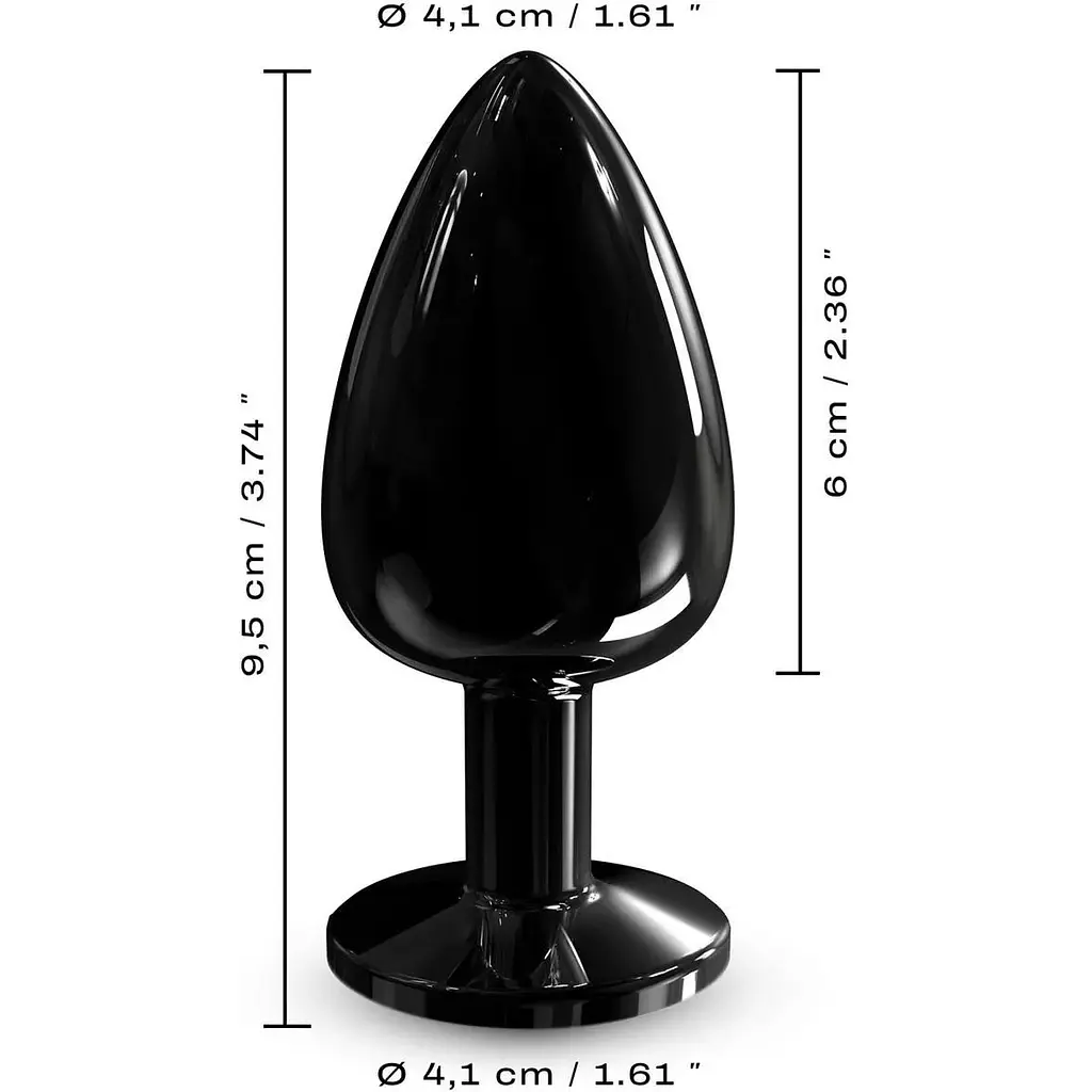Металлическая анальная пробка с кристаллом Dorcel Diamond Plug Black M - фото 5