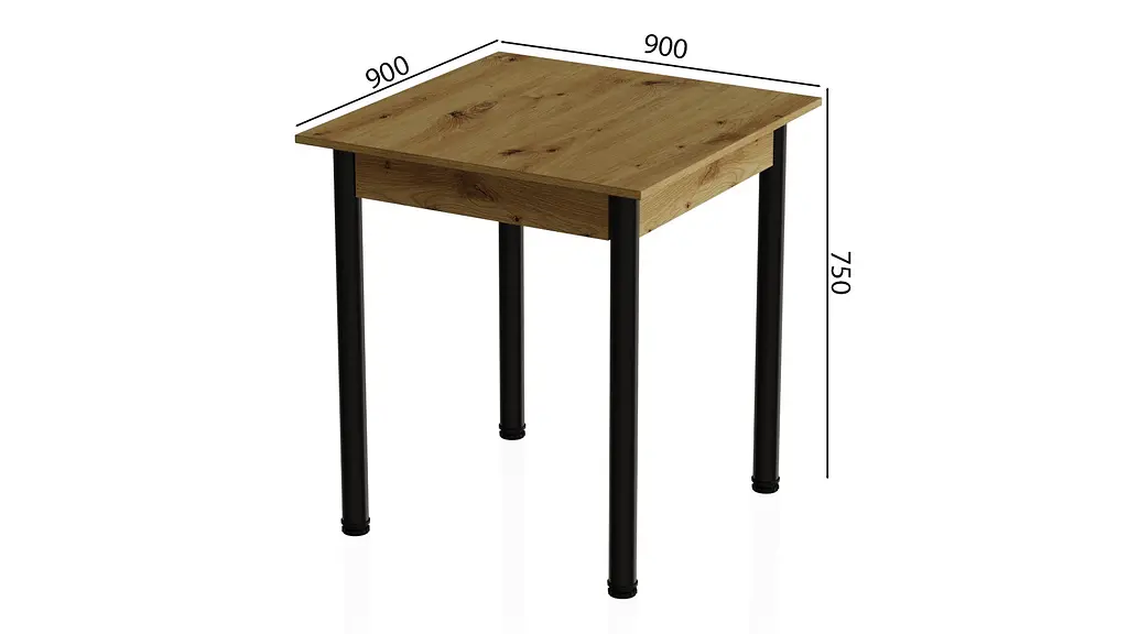 Стіл кухонний Ferrum-decor Агата 75x90x90 Чорний ДСП Дуб Артізан 16мм (FRD-105685) - фото 3