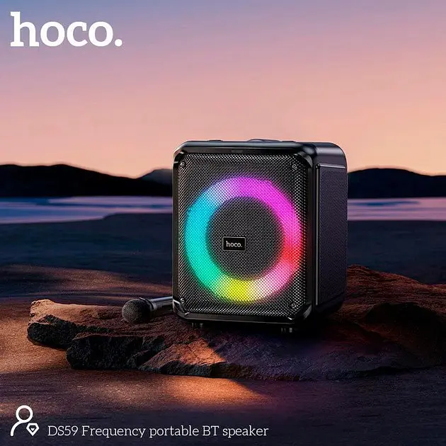 Портативная акустика Hoco DS59 Frequency portable BT speaker 40W караоке + 1 беспроводной микрофон - фото 7