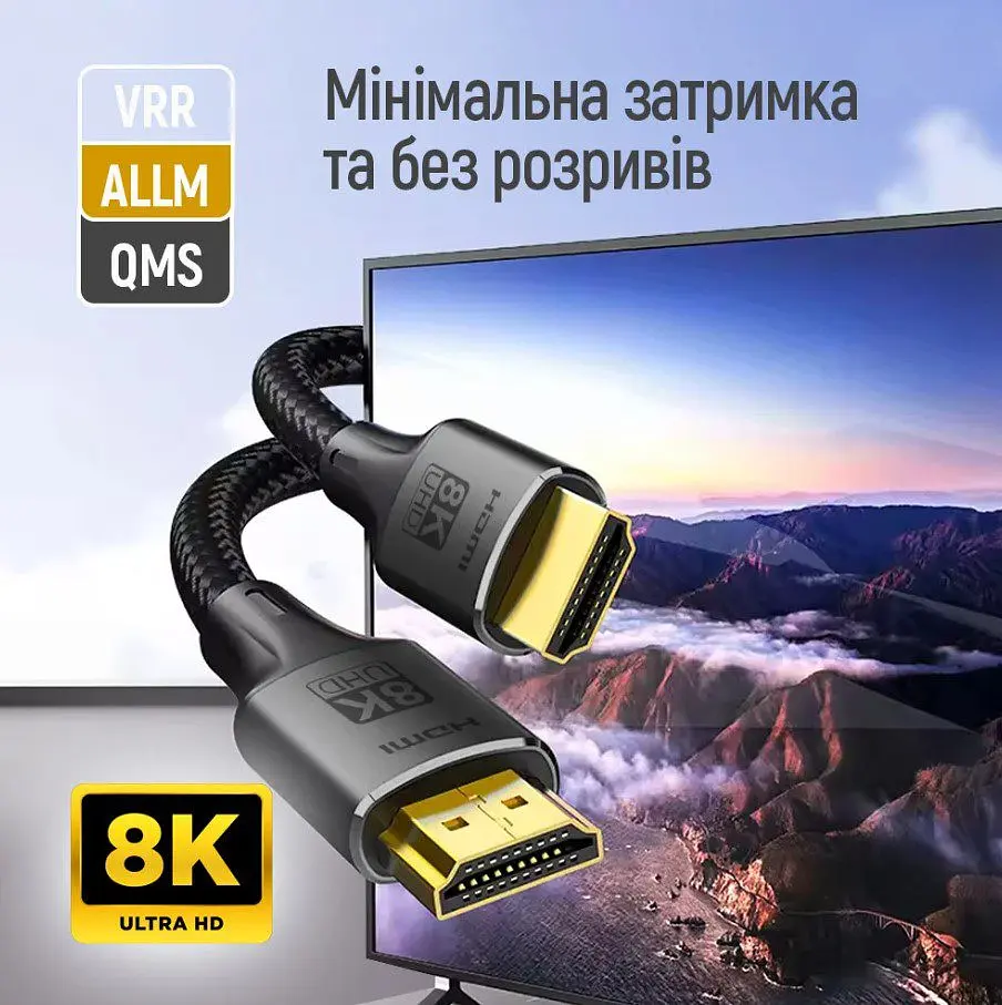 Кабель HDMI Colorway CB-HD089BK UHD v2.1 8K 48Gbit HDR Ethernet ARC 3м - фото 8