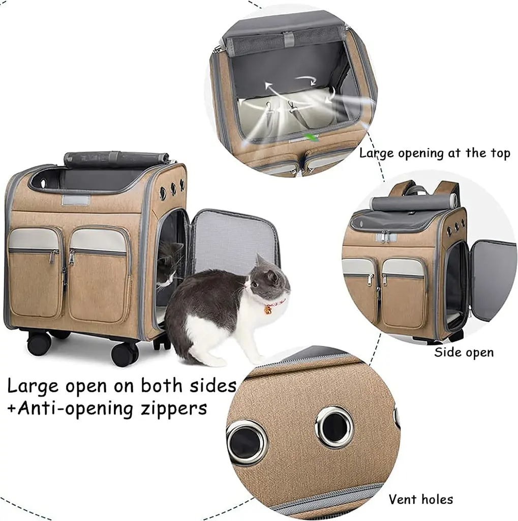 Візок-рюкзак для переноски собак і котів Voyager Pet LVGB2010 з телескопічною ручкою і 4-ма колесами - фото 3
