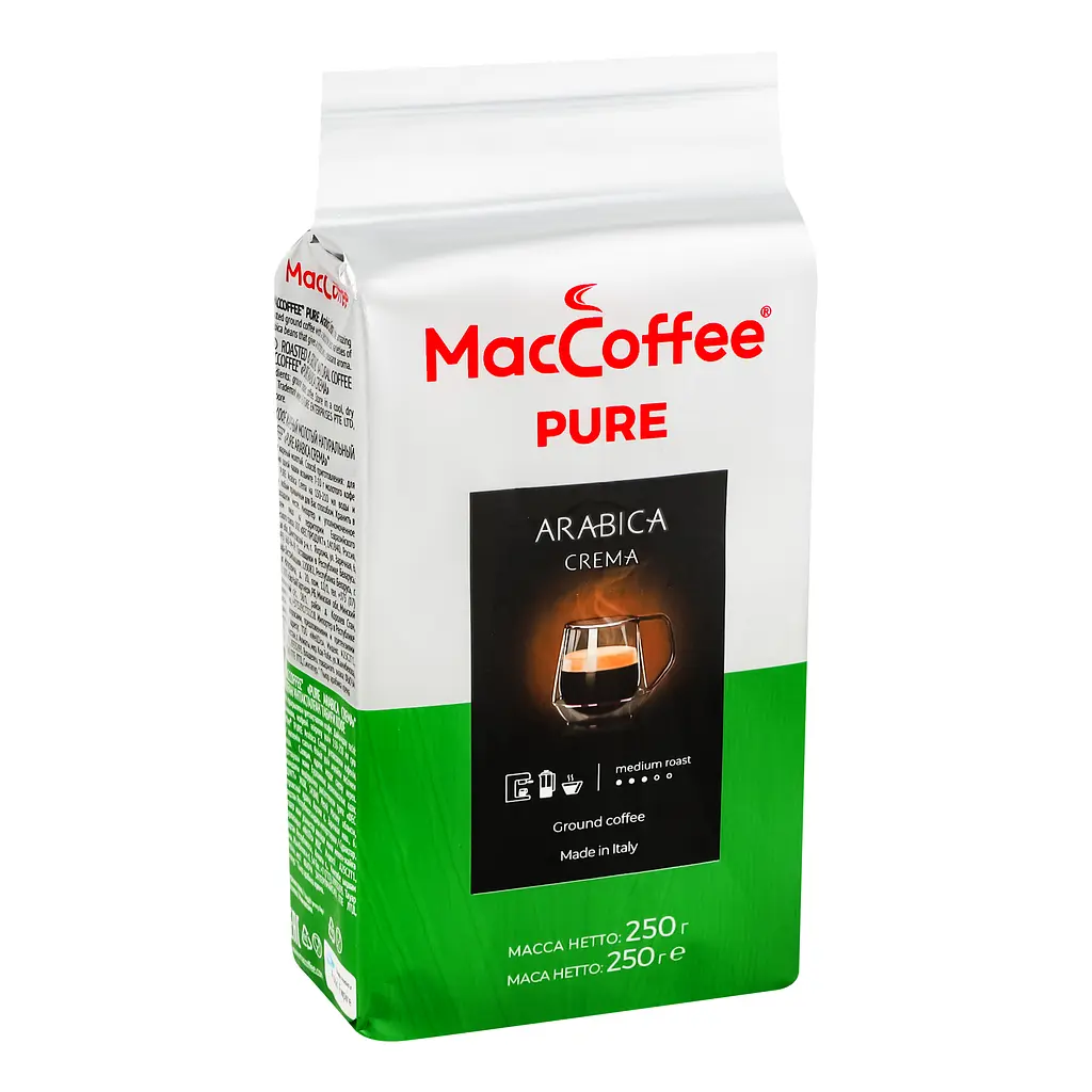 Кава мелена MacCoffee Arabica Crema Pure, натуральна, смажена, 250 г (882594) - фото 2