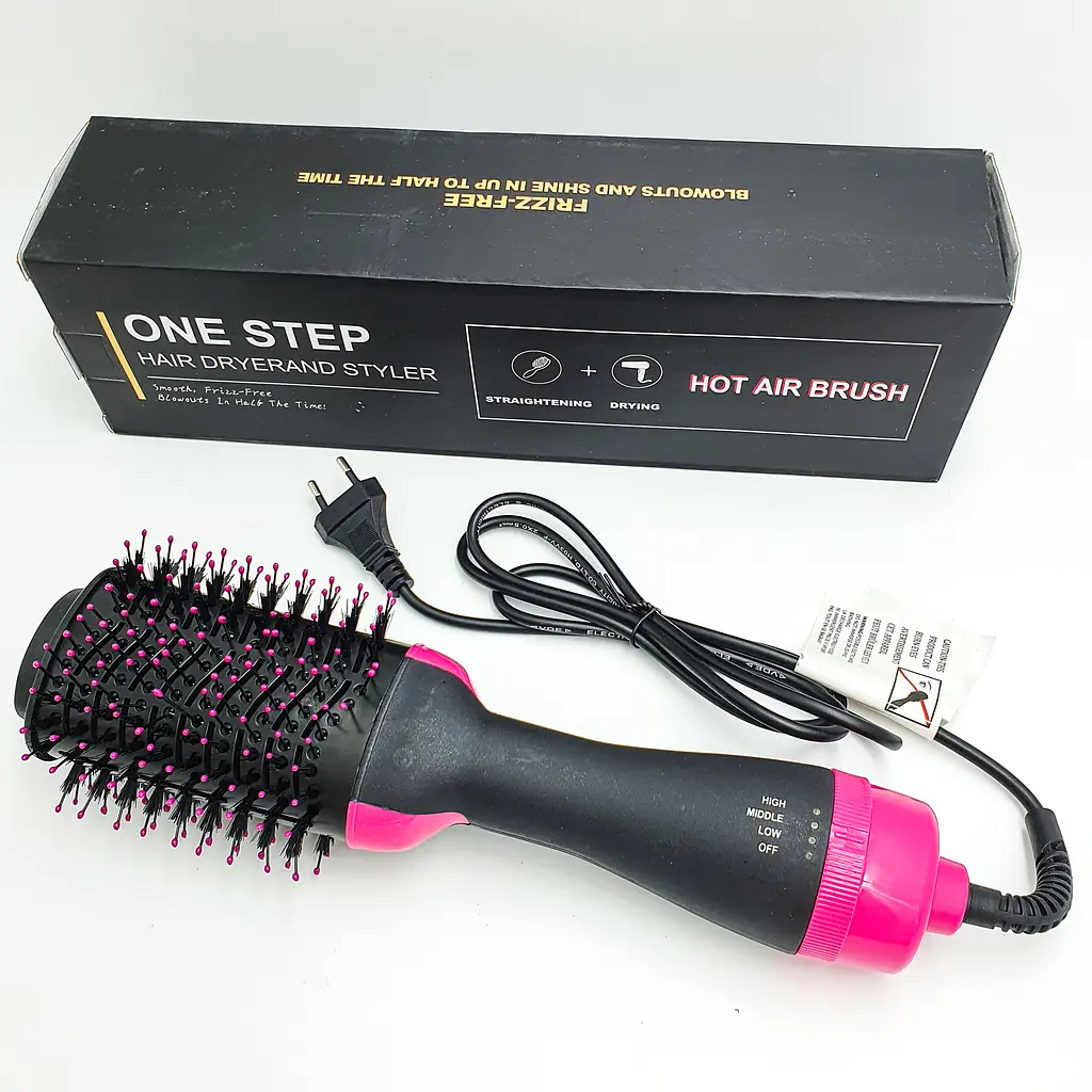 Фен щітка гребінець стайлер для укладання волосся 3в1 One Step Hair Dryer and Styler чорний - фото 7
