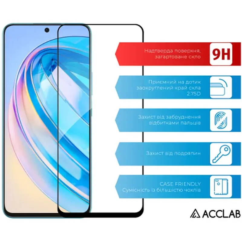 Скло захисне ACCLAB Full Glue Honor X8A Black (1283126591204) - фото 3