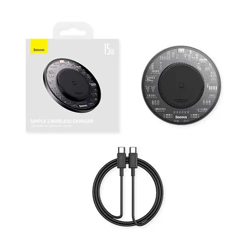 Бездротовий ЗП Baseus Simple 2 Wireless Charger 15W чорний CCJJ050001 - фото 3