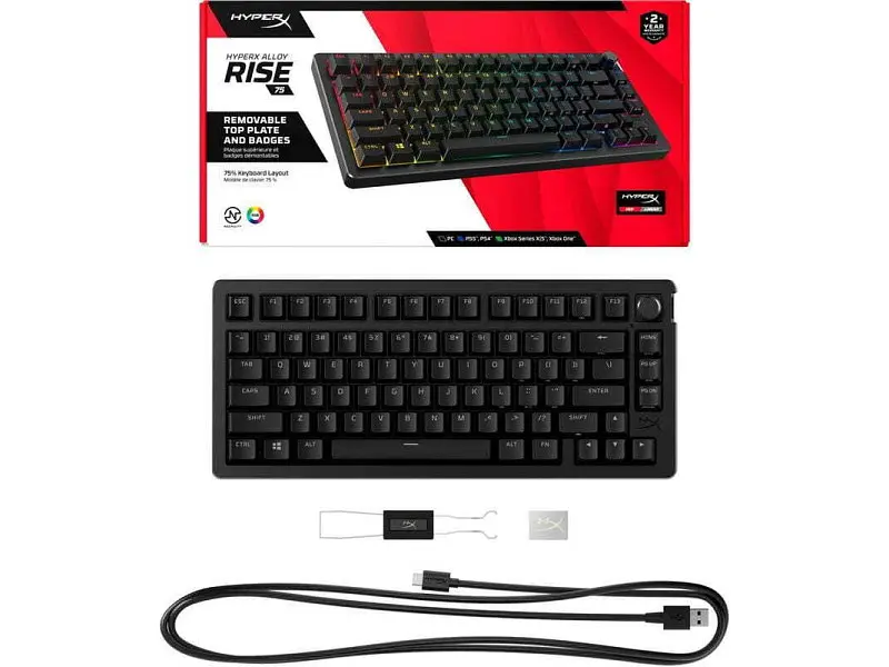 Клавіатура HyperX Alloy Rise 75 PBT HX Red USB Black (7G7A4AA) - фото 6