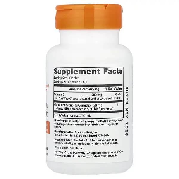 Вітамін С Vitamin C with PureWay-C 500 mg 60 Tablets Doctor's Best vit0006294 - фото 2
