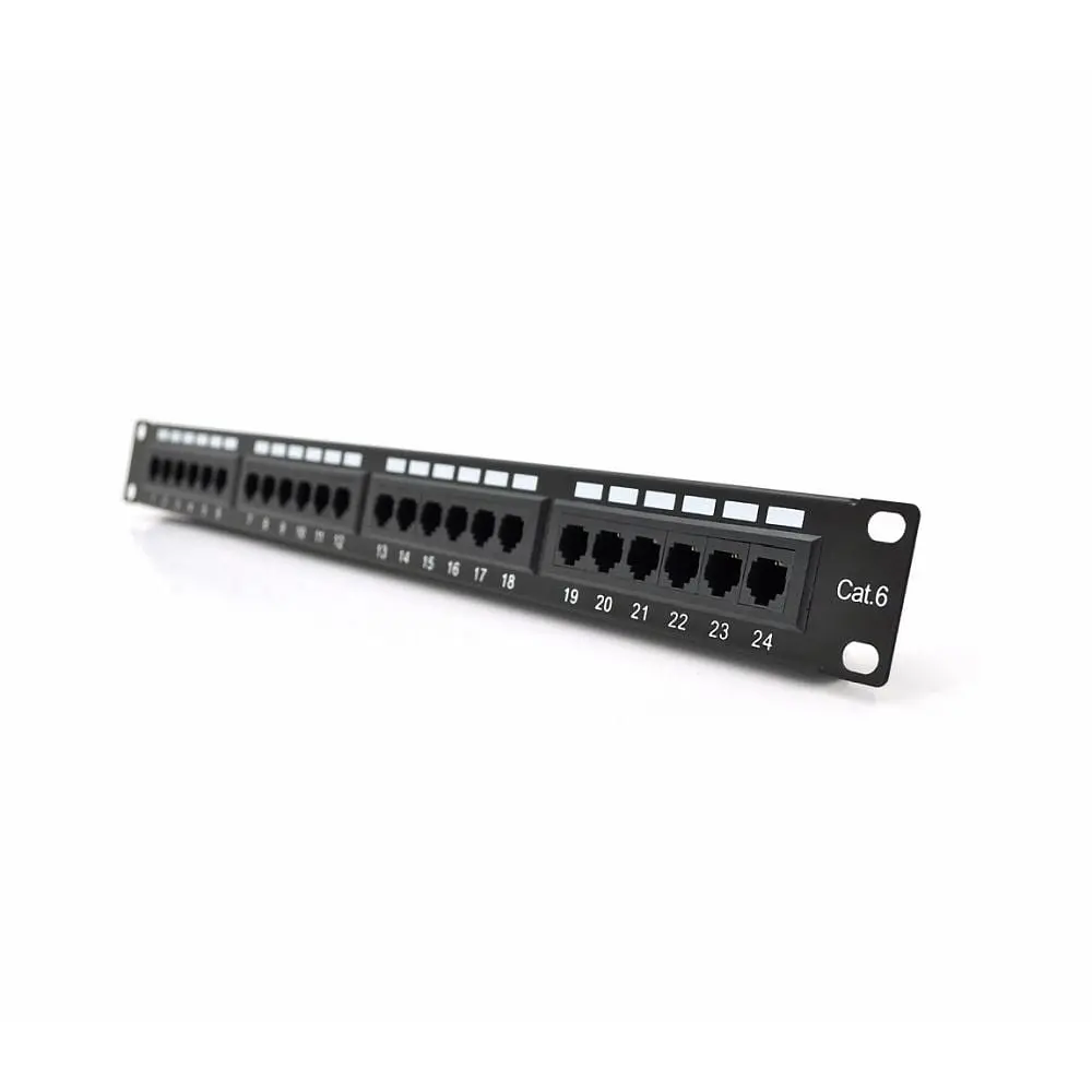Патч-панель PiPo 24 порти UTP кат 6 19" 1U неекранована чорна Q25 (73-00885) - фото 3