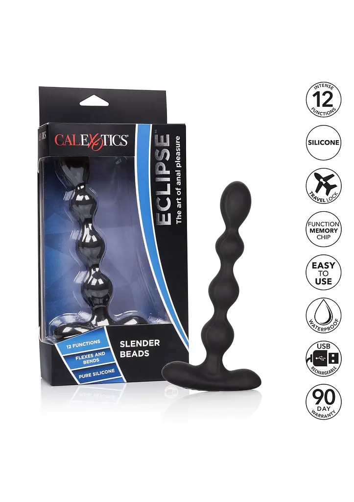 Анальні намиста з вібрацією CalExotics Eclipse Slender Beads 17.8 см (чорний) - фото 6