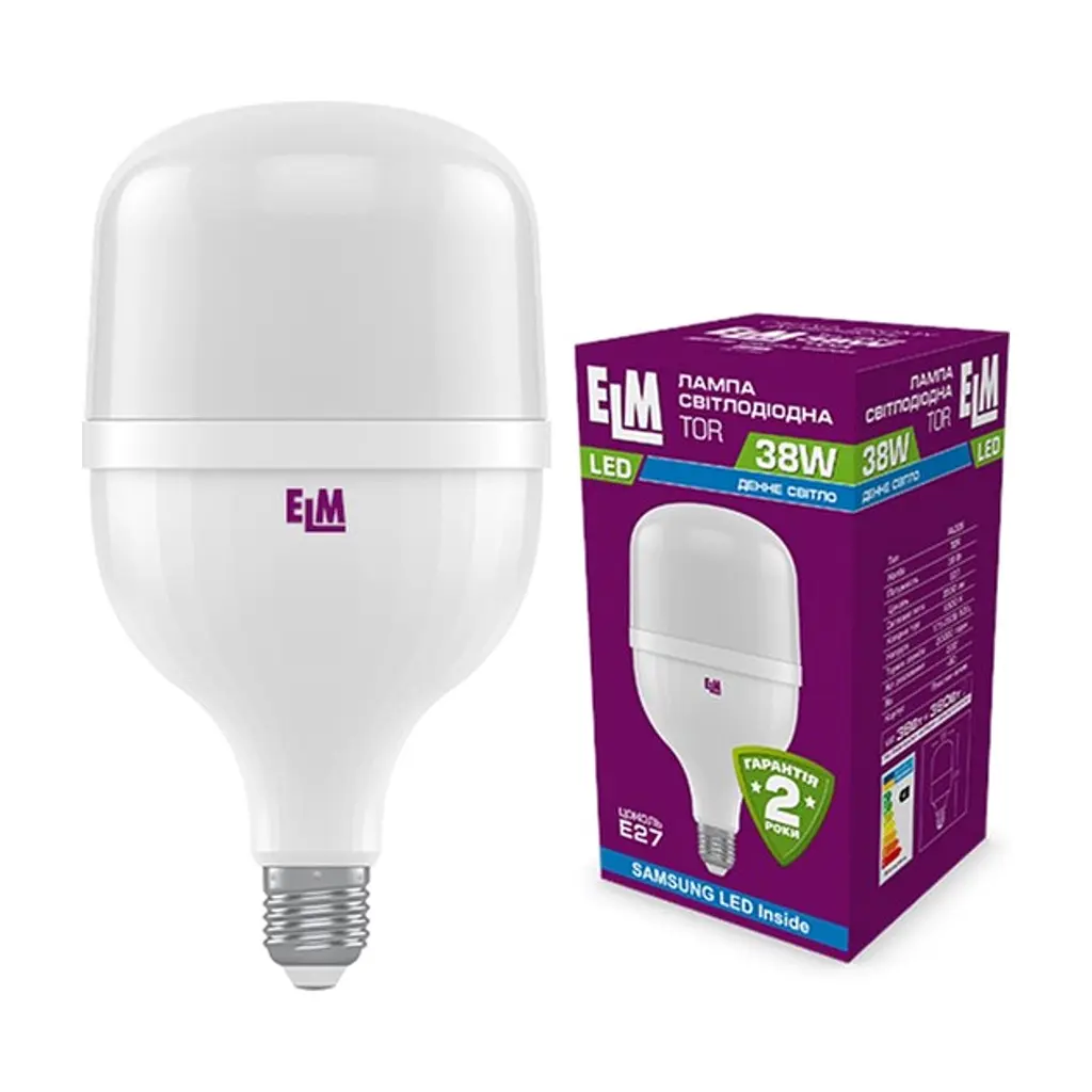 Лампочка ELM TOR 38W PA20S E27 6500K (18-0190)